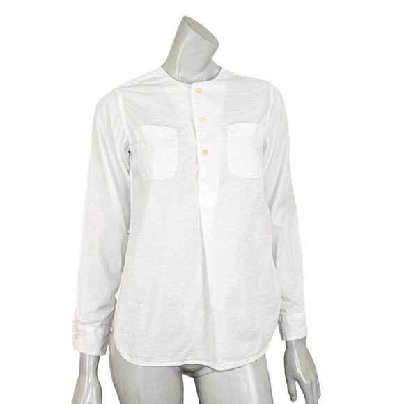 Engineered Garments FWK 1/2 Button popover Shirt in White Cotton Women's Sz 1 - Picture 1 of 8